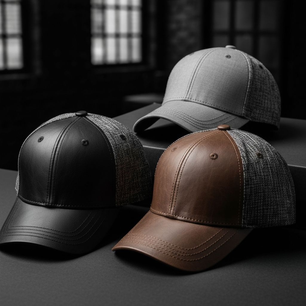 Pack de 3 gorras premium de cuero y tela